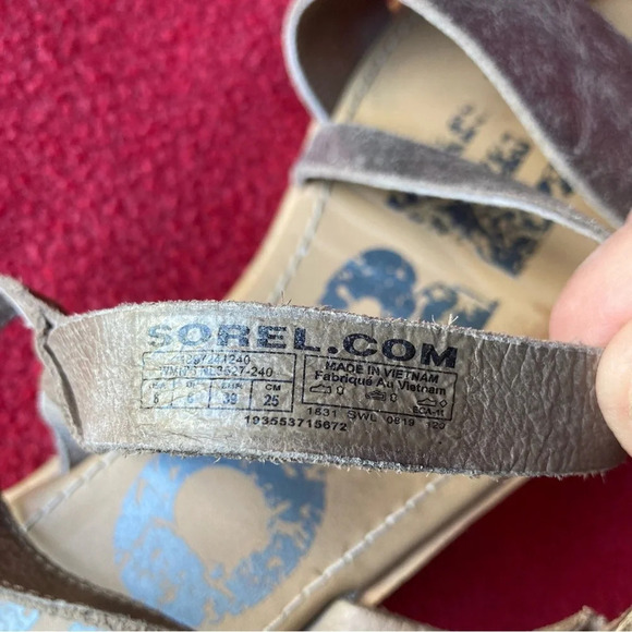 SOREL Sz 8 Ella Criss-cross Full-grain leather EVA Molded Rubber Sole Sandals - Picture 11 of 12